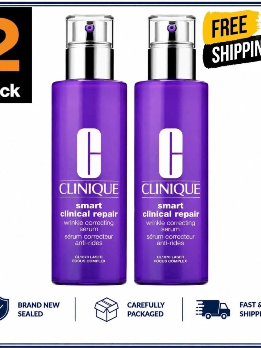 2X Clinique Smart Clinical Repair Wrinkle Correcting Serum - 2 x 3.4 Oz. / 100mL